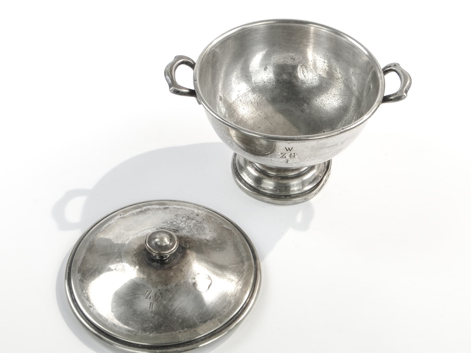 Waza do zupy, Art Deco, mosiądz srebrzony, Norblin, Polska, lata 30. - 98766