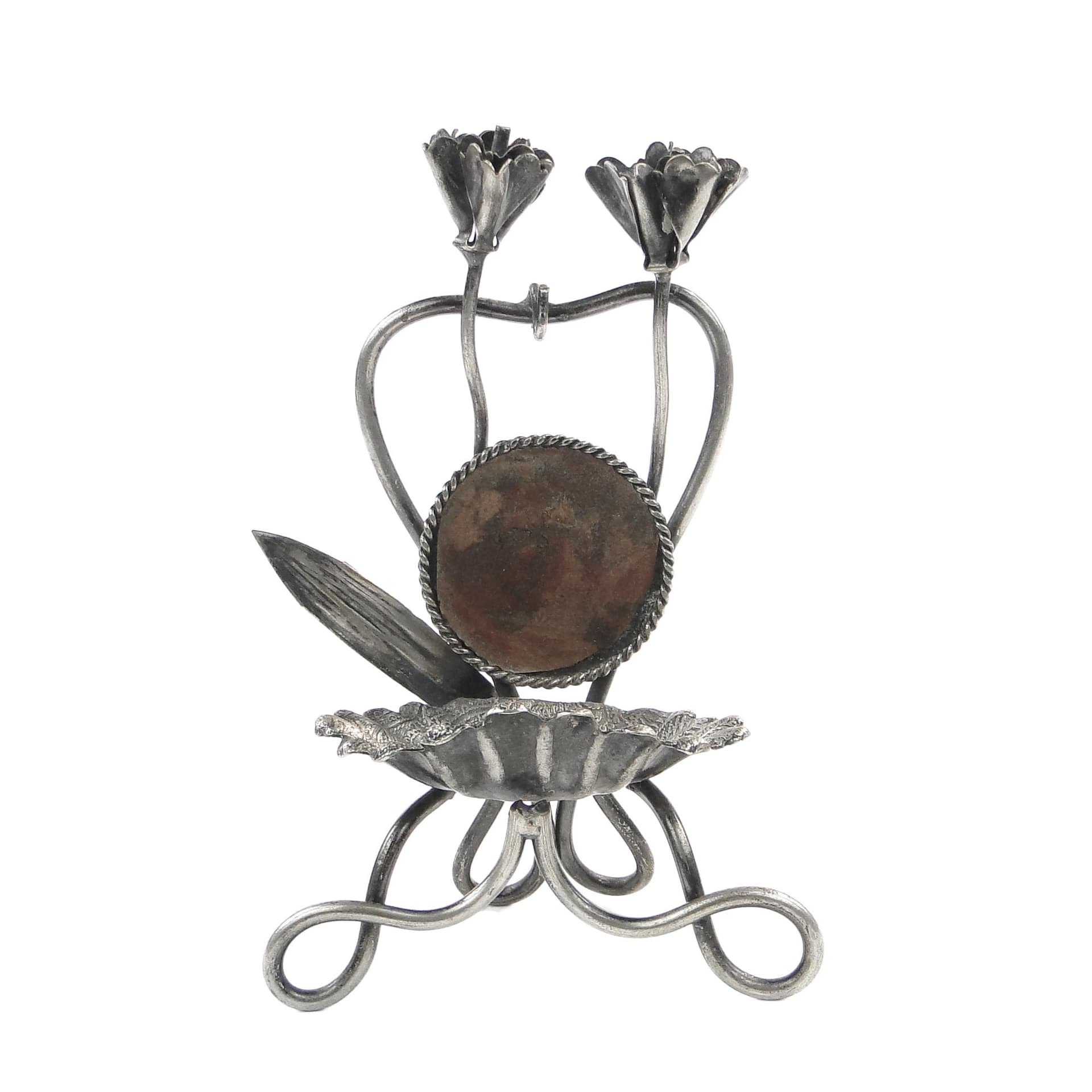 Pocket watch stand, Art Nouveau, silver-plated brass, Sweden, early 20th c.