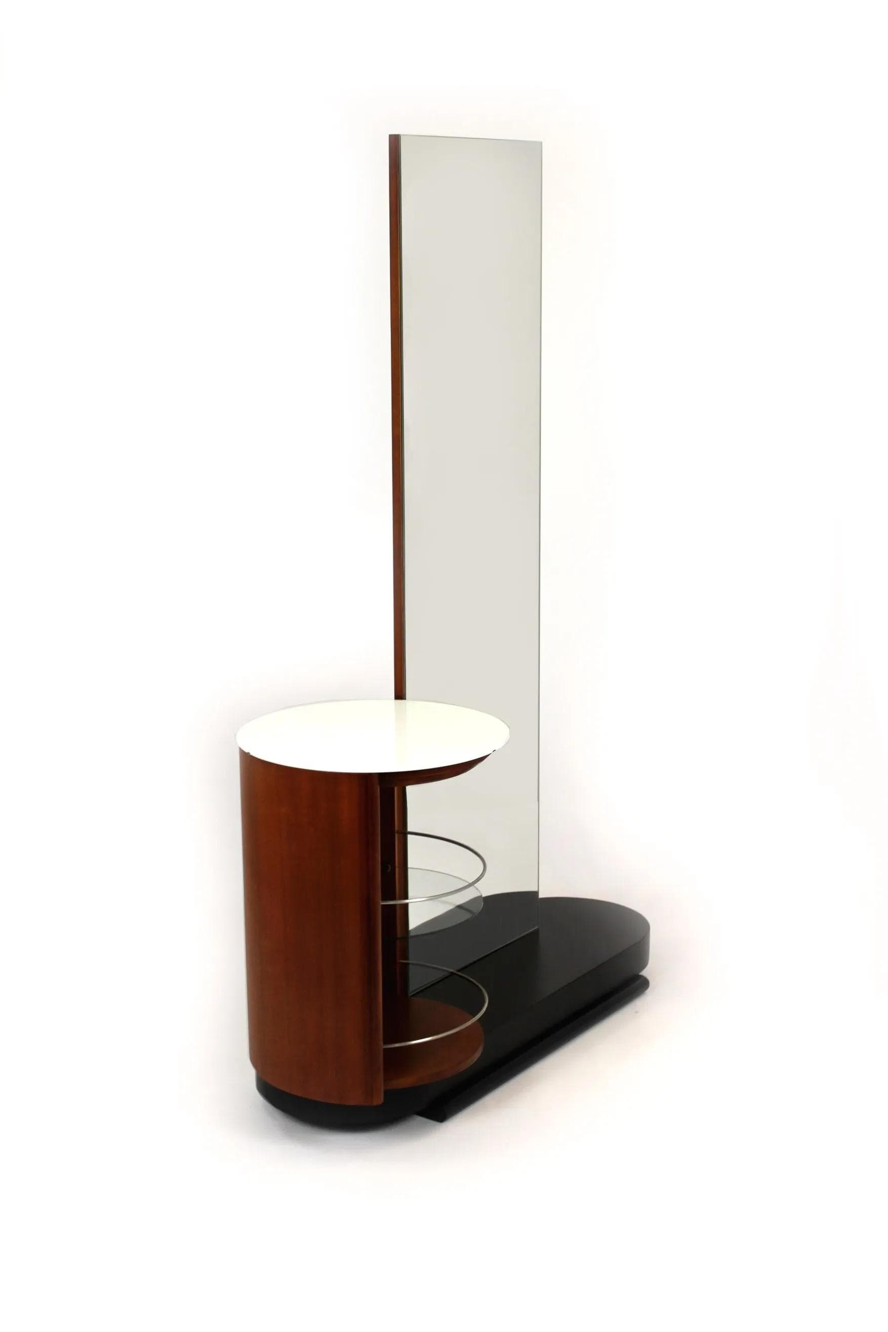 Toaletka z lustrem, brązowy, drewno, proj. J. Halabala, UP Závody, Czechy, lata 40. - 98349