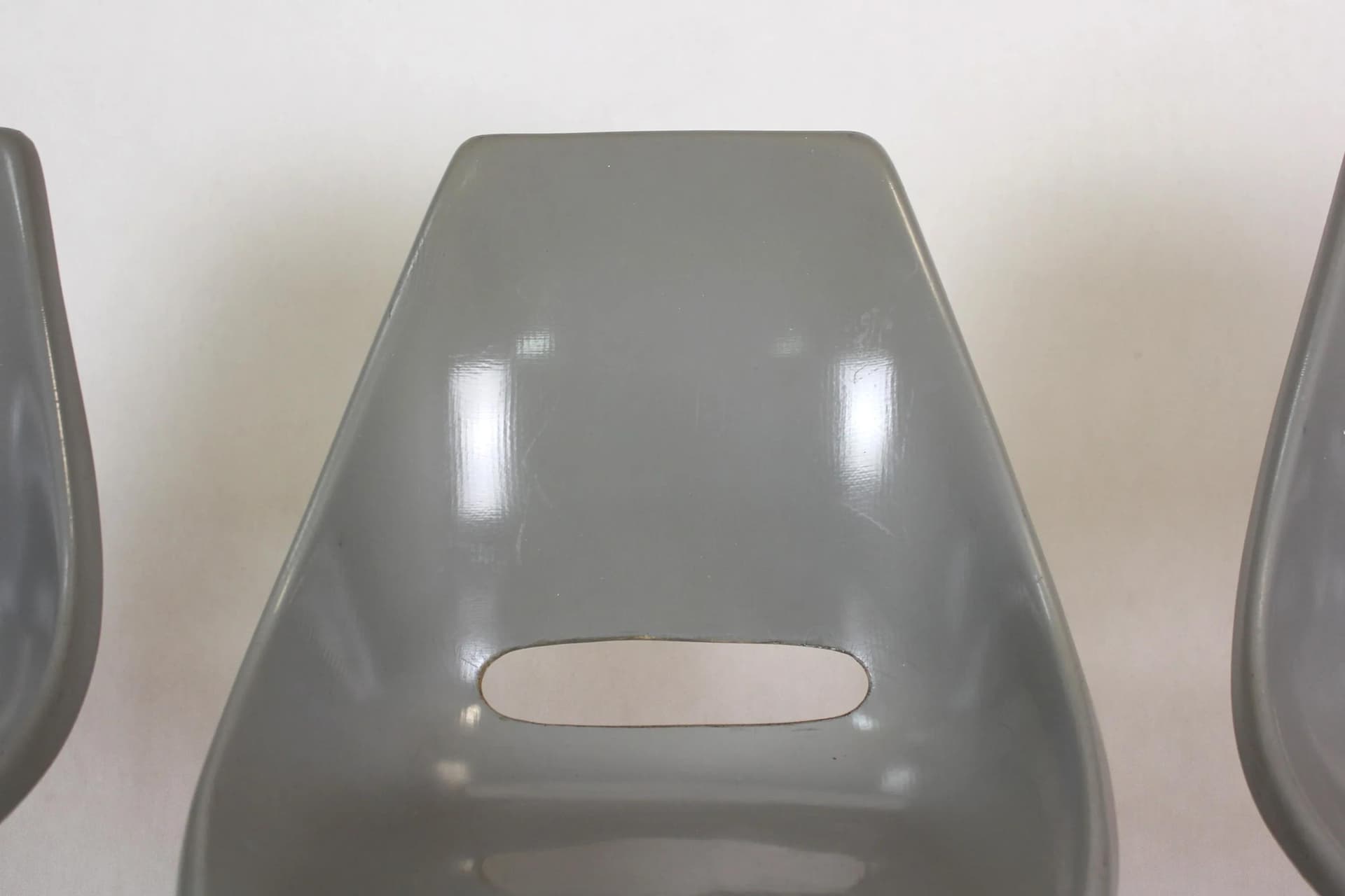 Chair, grey fiberglass, black metal, by M. Navratil, Czechoslovakia, 1960s. - 98513