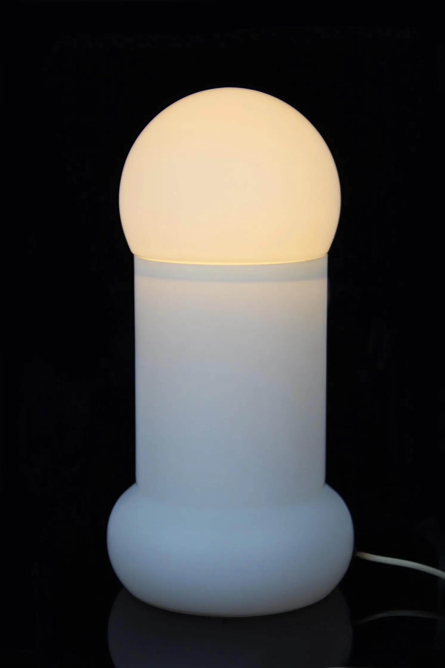 Table lamp Mid-Century Modern, white glass, Czech Republic, 1970s. - 98487