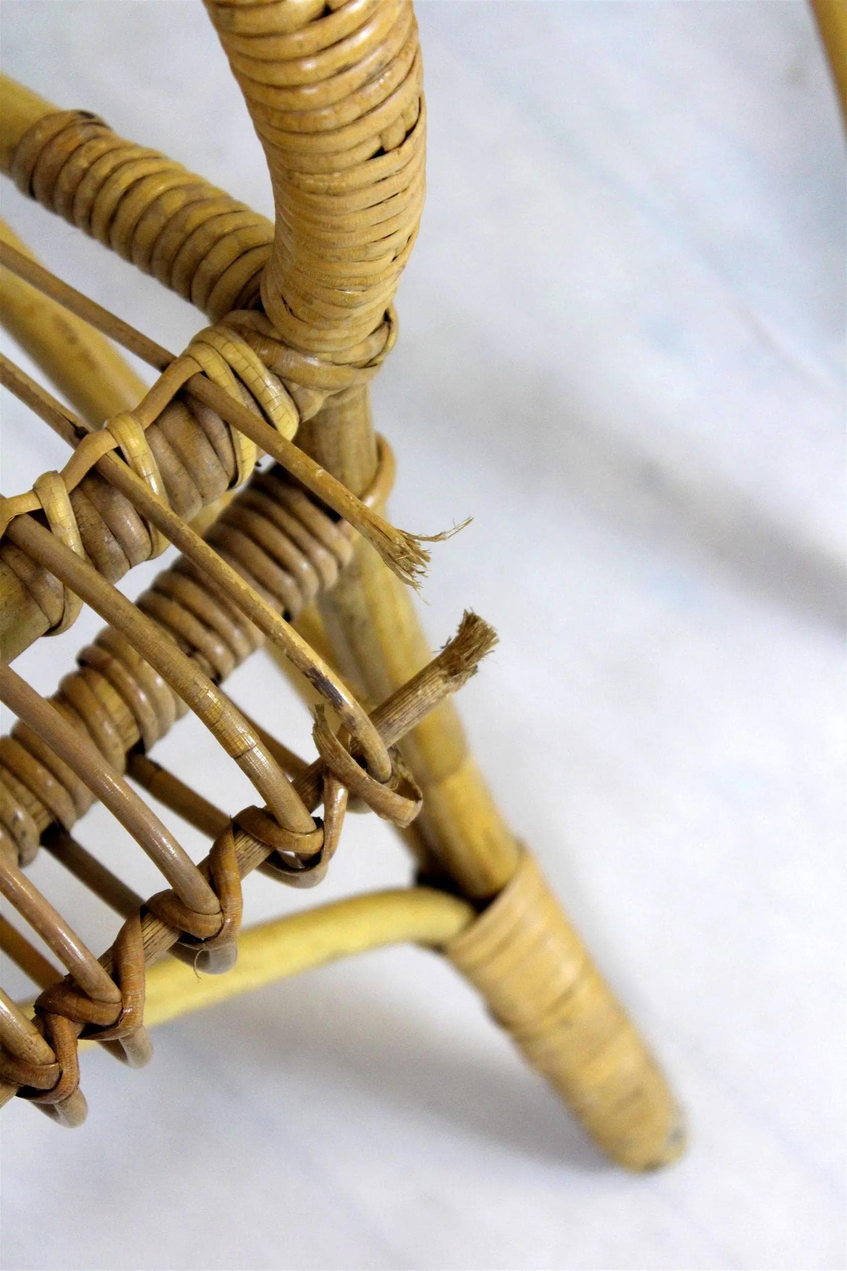 Zestaw mebli rattanowych, rattan brązowy, Czechosłowacja, lata 60. - 98619