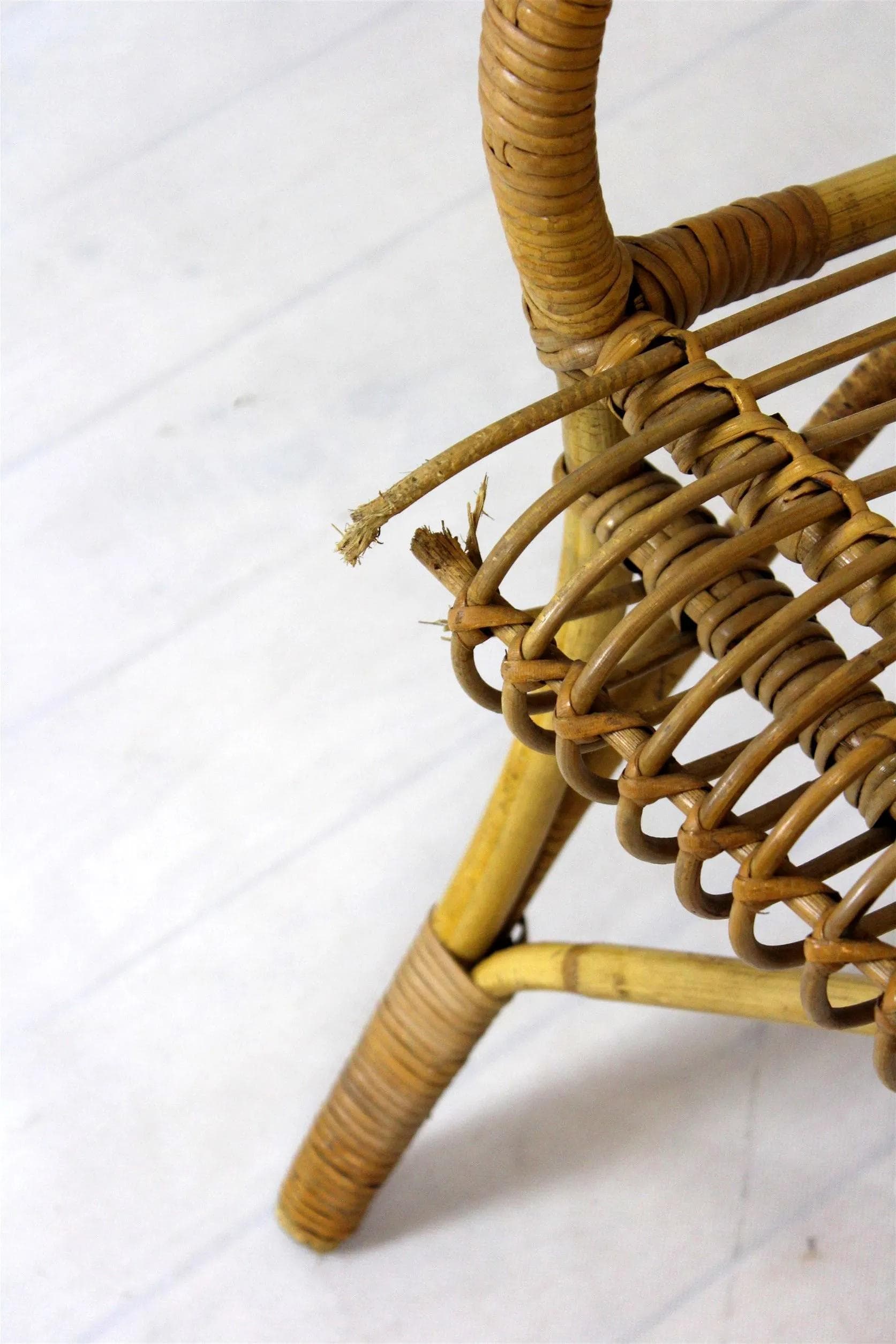 Zestaw mebli rattanowych, rattan brązowy, Czechosłowacja, lata 60. - 98615