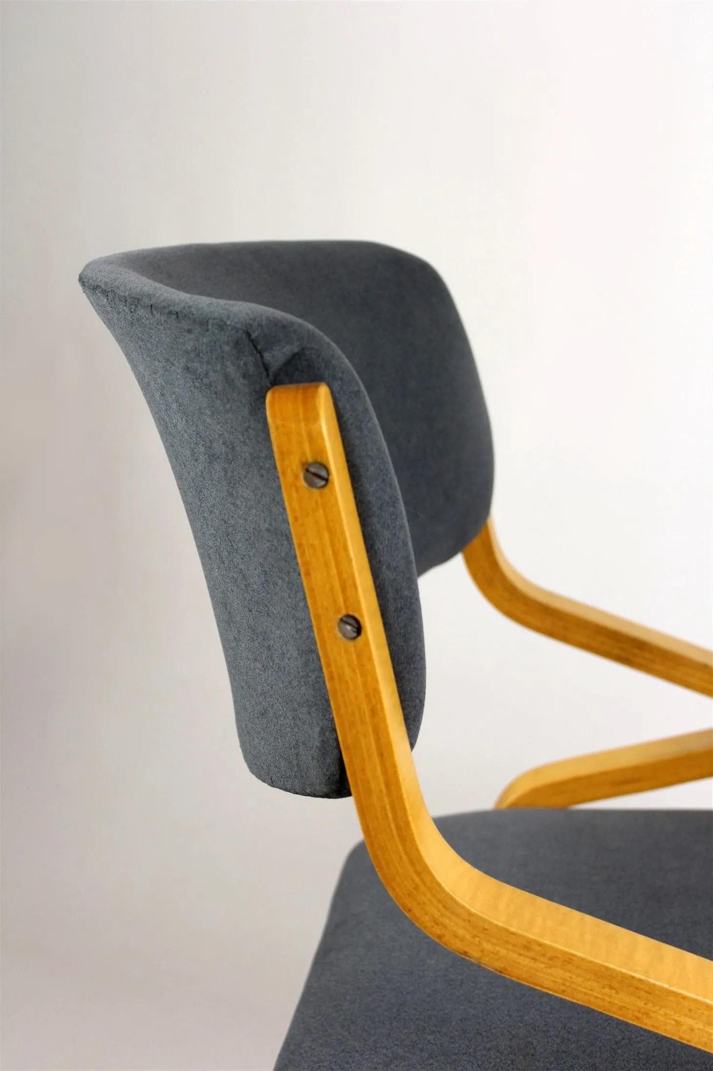 Set of four chairs, brown oak bent plywood, by L. Volák, Dřevopodnik Holešov, Czech Republic, 1970s. - 98584