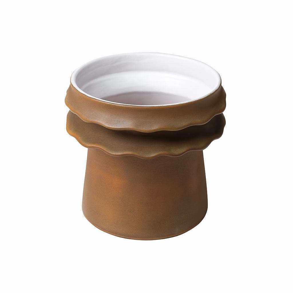 Wazon, brązowy jasny, ceramika, Czechosłowacja, lata 60.