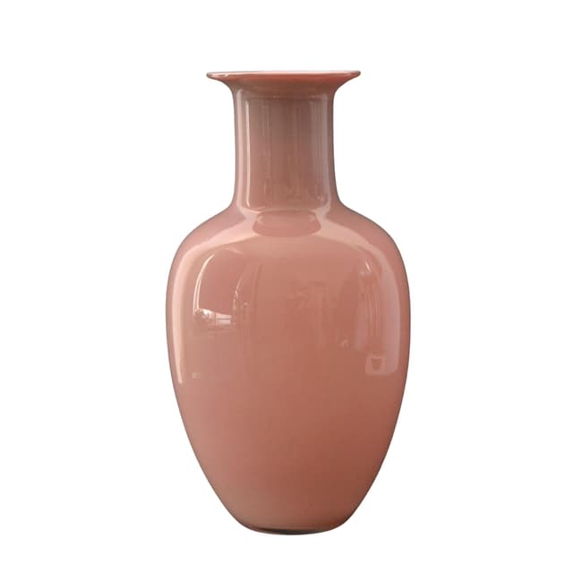 Wazon, różowy, szkło, proj. J. Słuczan-Orkusz, Polska, lata 80. - WYMIARY