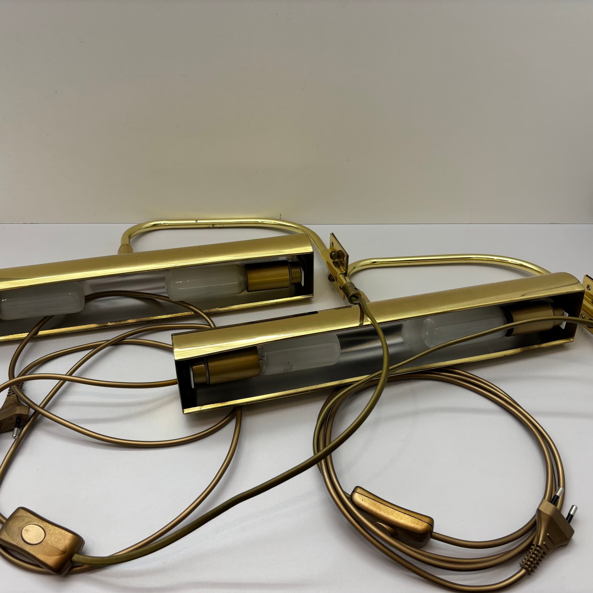 Para kinkietów, mosiądz złoty, Holtkötter, Niemcy, lata 70. - 98871