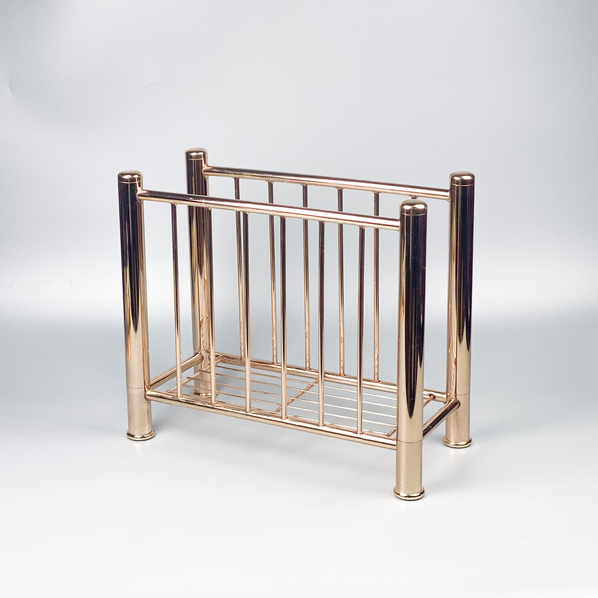 Magazine Rack Art Deco, golden brass, Germany, 1970s. - 98874