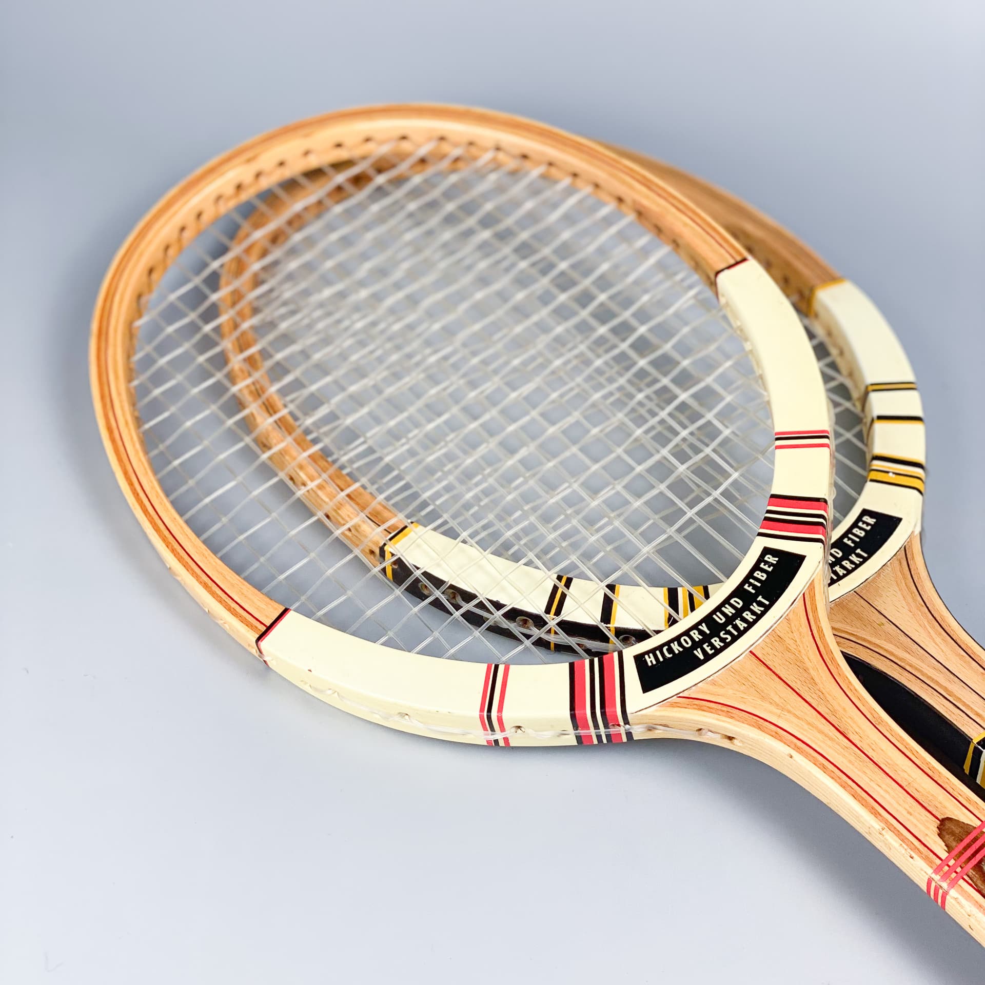 Zestaw dwóch rakiet tenisowych Germina Elite, multikolor, drewno, Niemcy, lata 60. - 98937