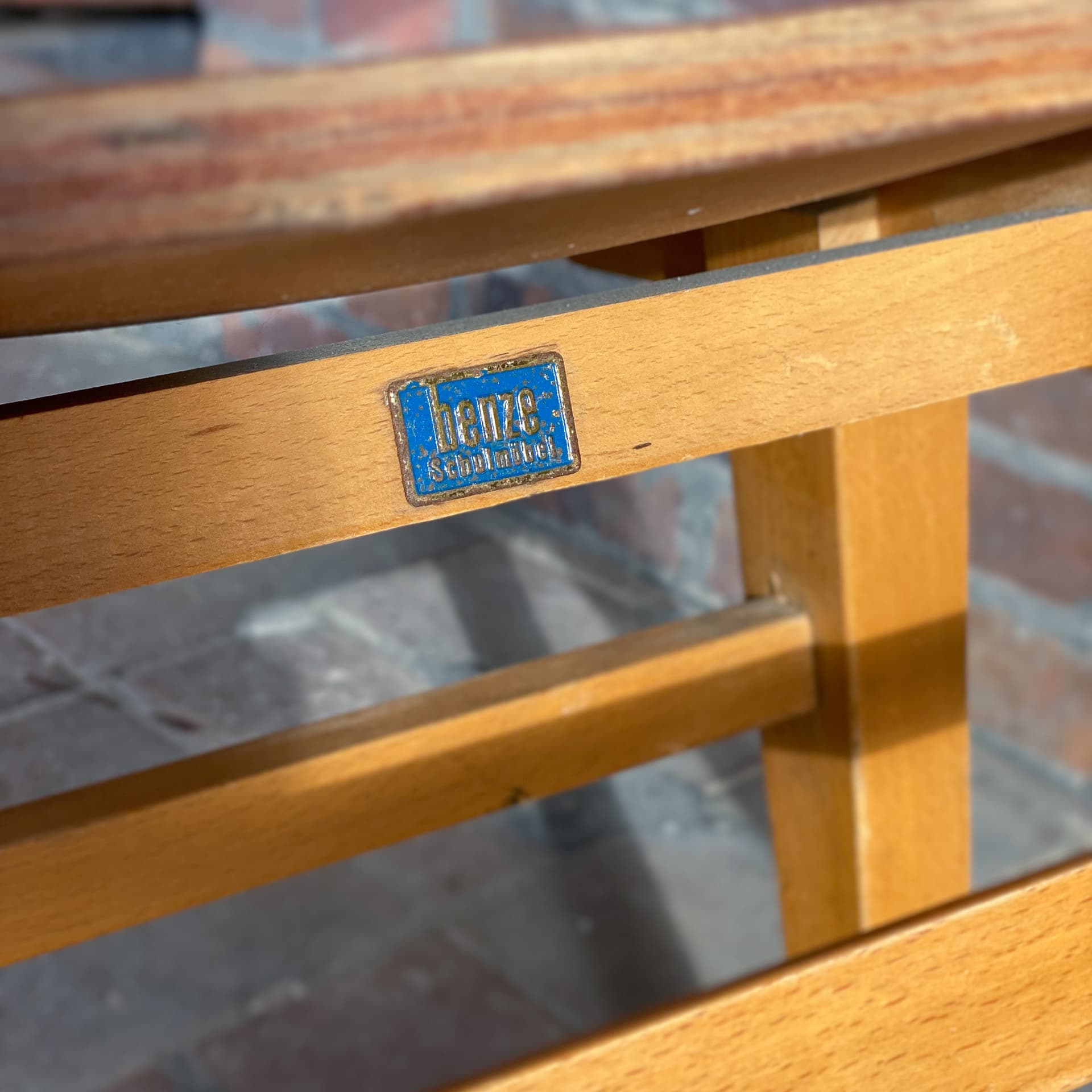Pair of school chairs, light brown, plywood, Germany, 1960s. - 98979