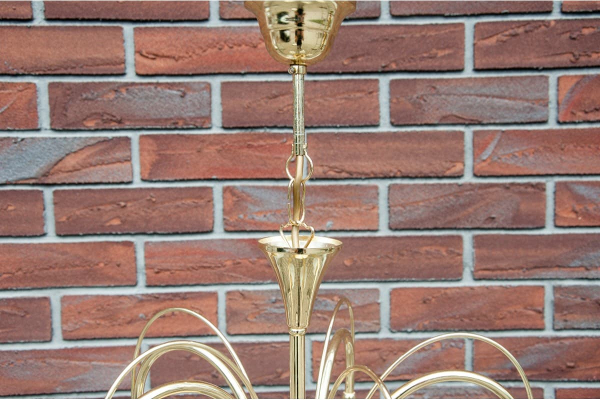 Mosiężny żyrandol, Polska, lata 80. - 58470