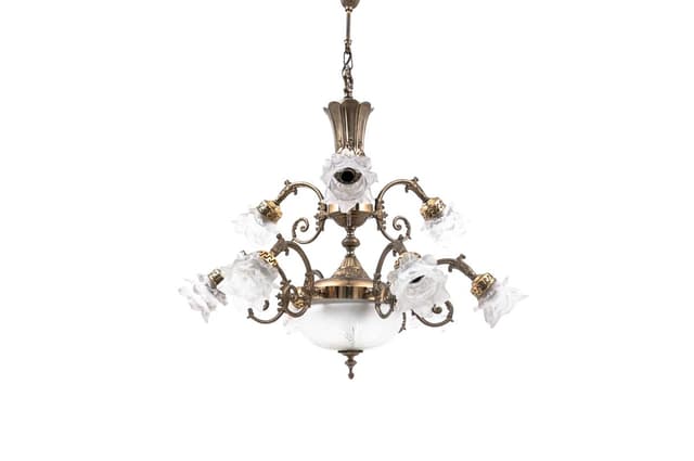 Brass Chandelier, France, 1950s - DIMENSION