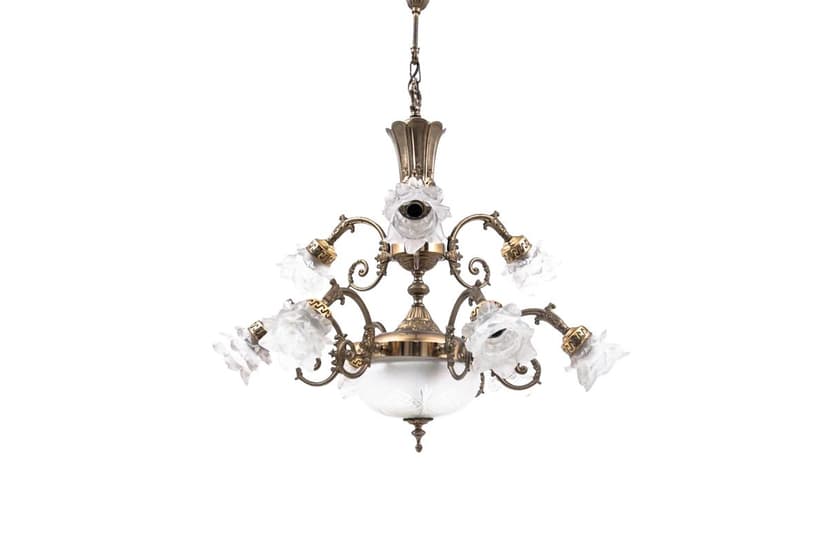 Mosiężny żyrandol, Francja, lata 50.