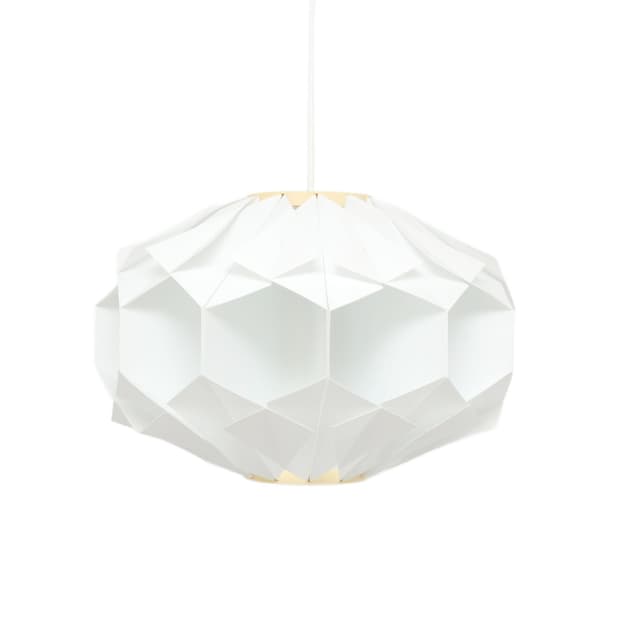 Pendant lamp, white plastic, by L. Schiøler, Denmark, 1970s. - DIMENSION