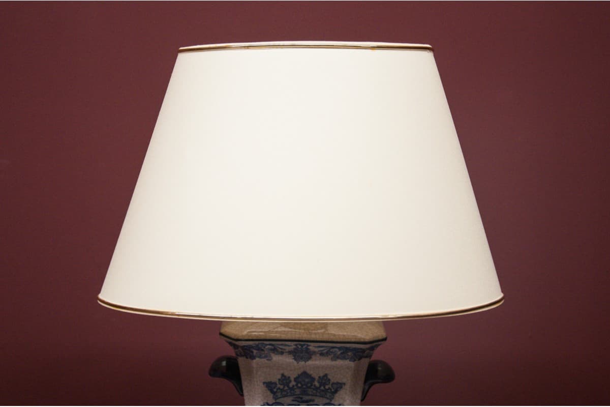 Lampa stołowa porcelanowa 42x25x56 cm niebieska, , - 58507