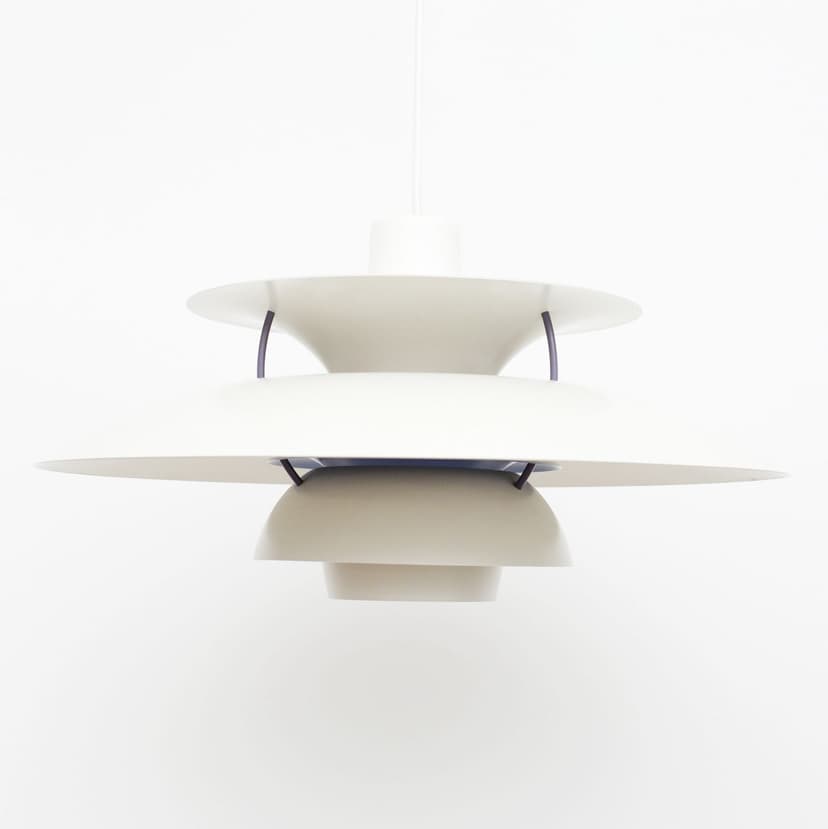 Lampa wisząca PH5, biały, metal, proj. P. Henningsen, Louis Poulsen, Dania, lata 80.