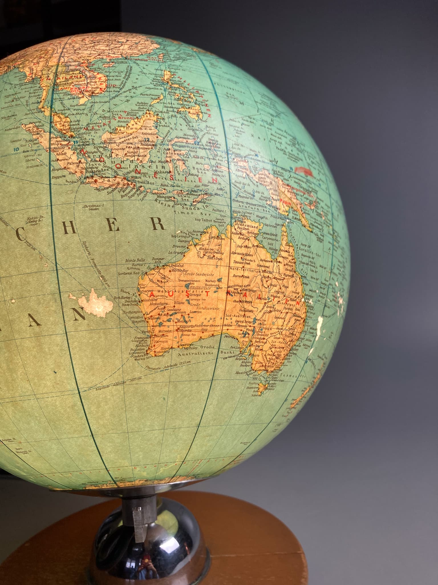 Globus, turkusowy, szkło, Niemcy, lata 60. - 100639