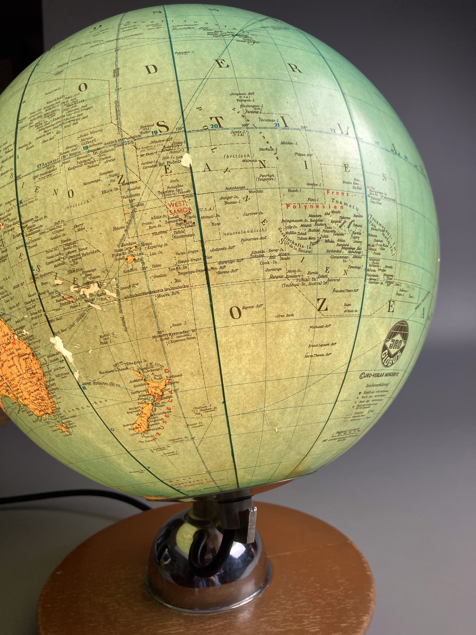 Globus, turkusowy, szkło, Niemcy, lata 60. - 100640