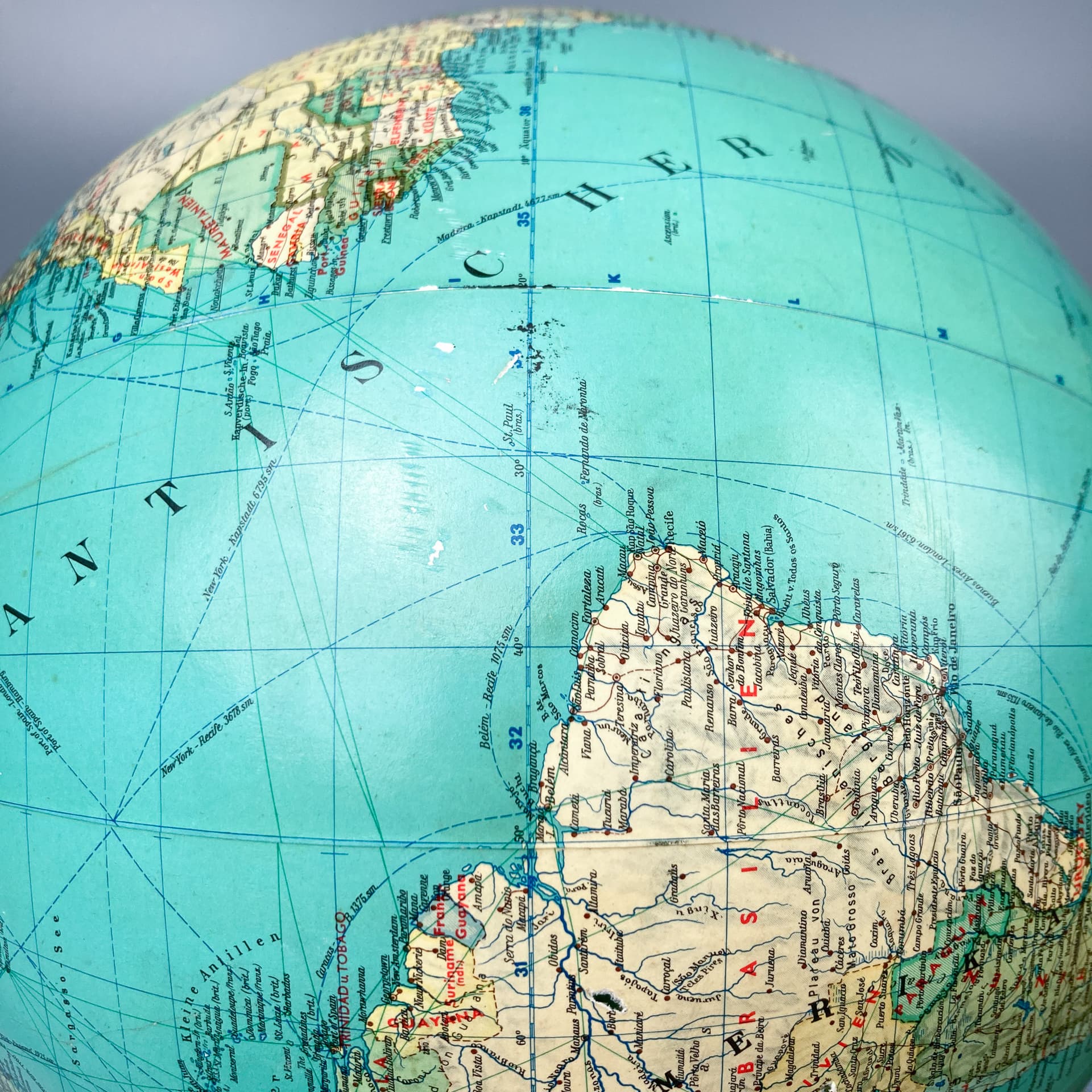 Globus, turkusowy, szkło, Niemcy, lata 60. - 100642