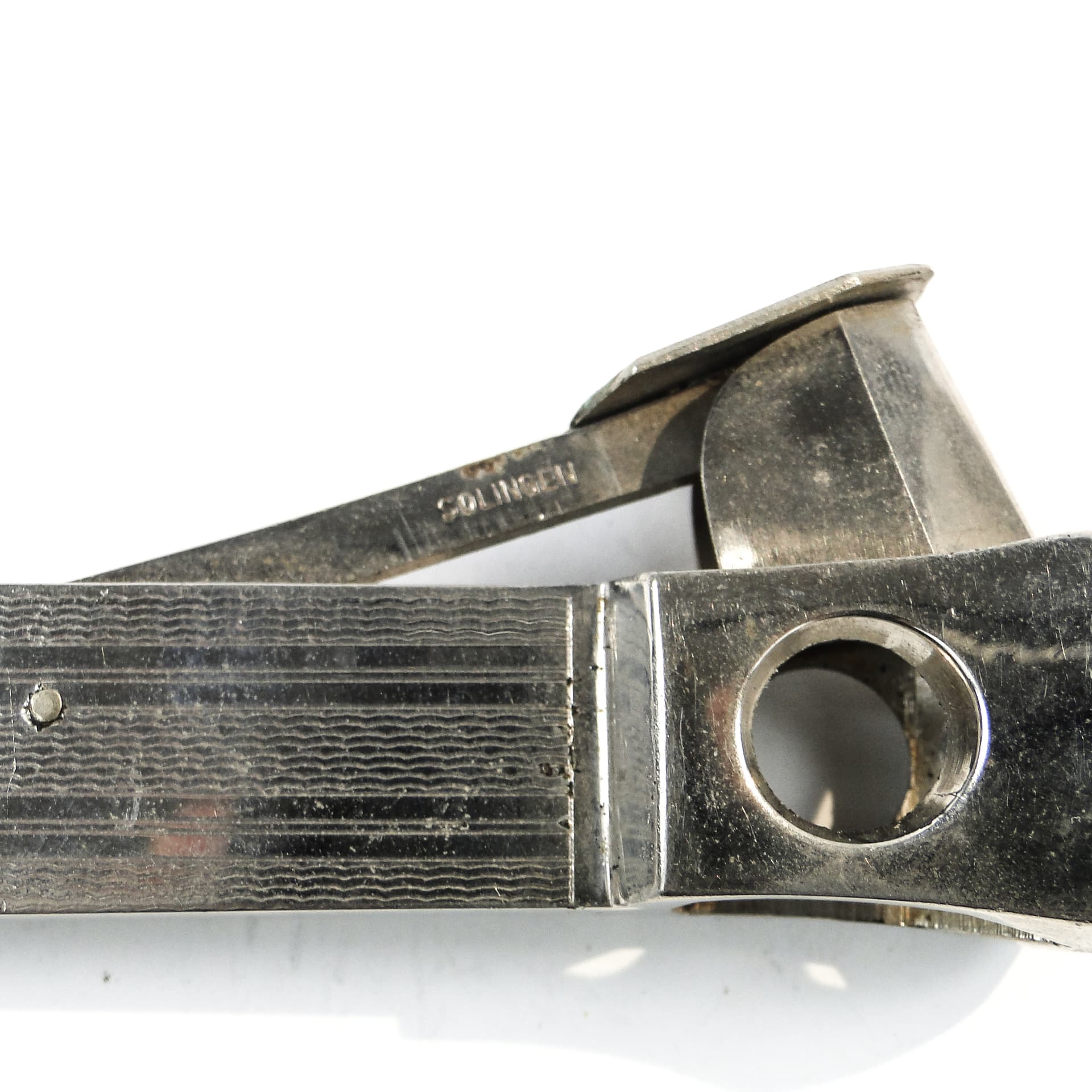 Obcinaczka do cygar, Mid-century modern, alpacca srebrzona, Niemcy, lata 60. - 100794