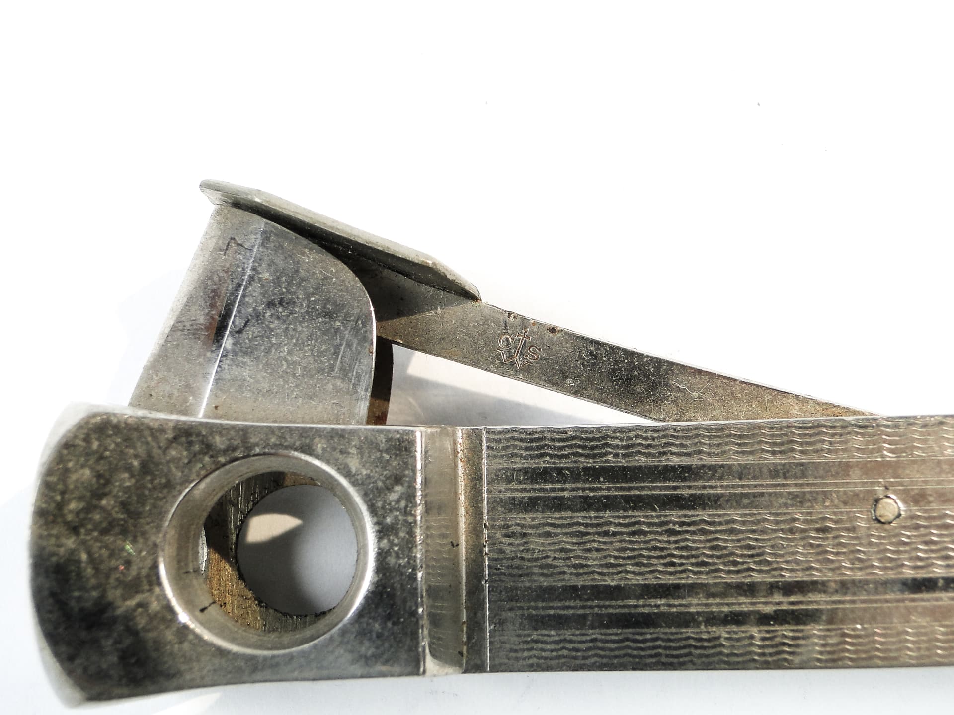 Obcinaczka do cygar, Mid-century modern, alpacca srebrzona, Niemcy, lata 60. - 100795