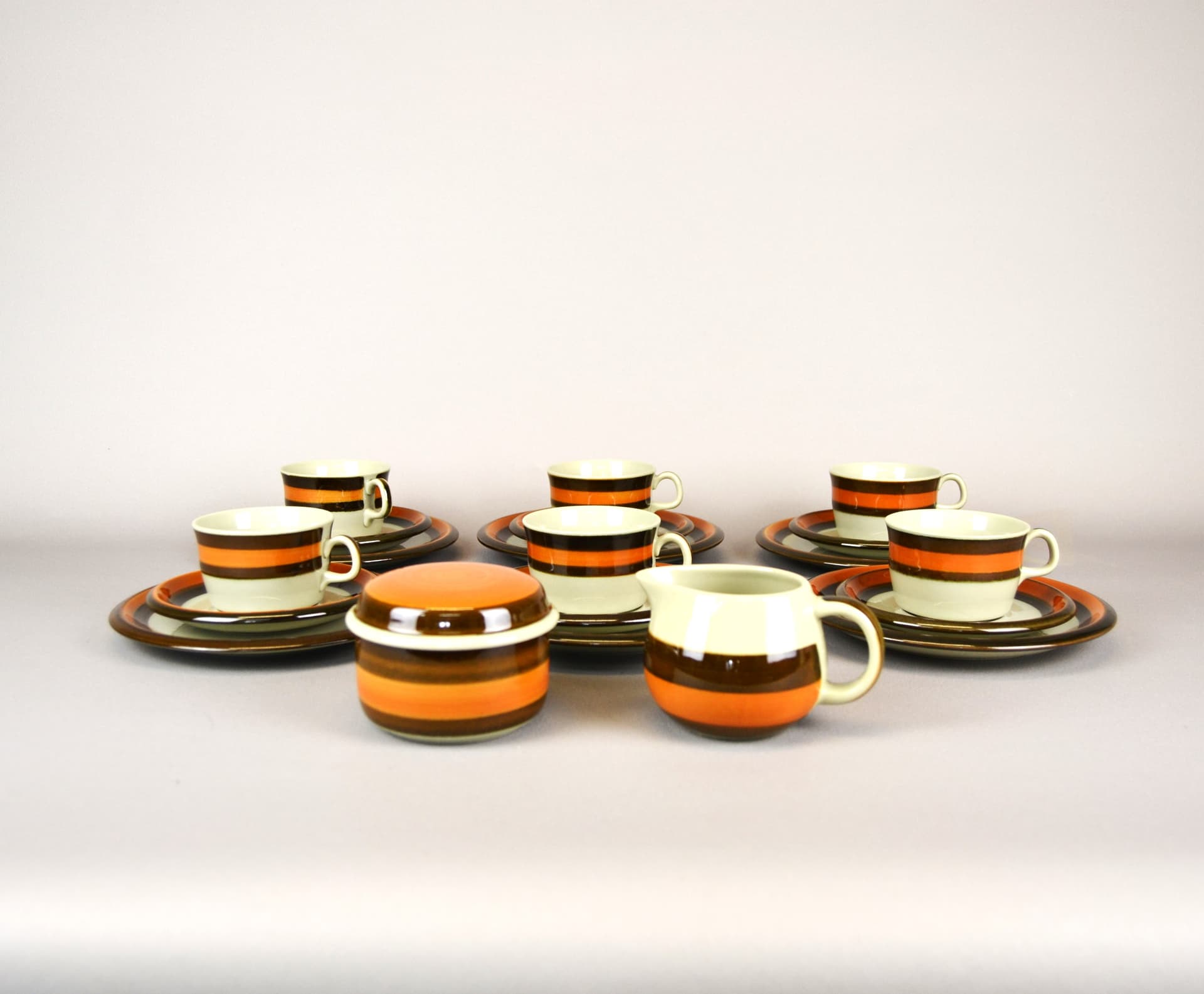 Coffee set Annika, glazed ivory ceramic, by M. Westman, Rörstrand, Sweden, 1970s. - 815