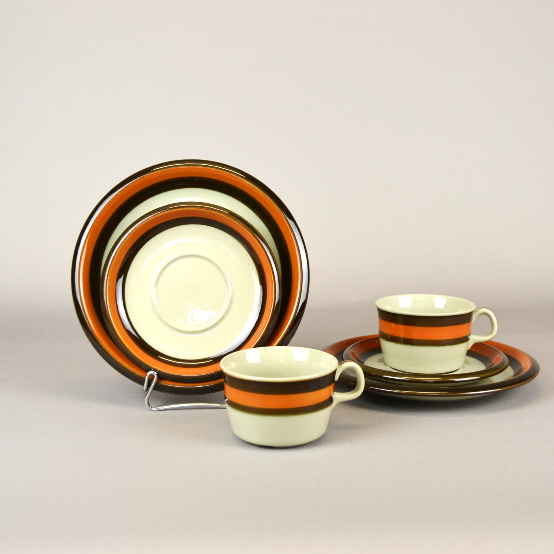 Coffee set Annika, glazed ivory ceramic, by M. Westman, Rörstrand, Sweden, 1970s. - 814
