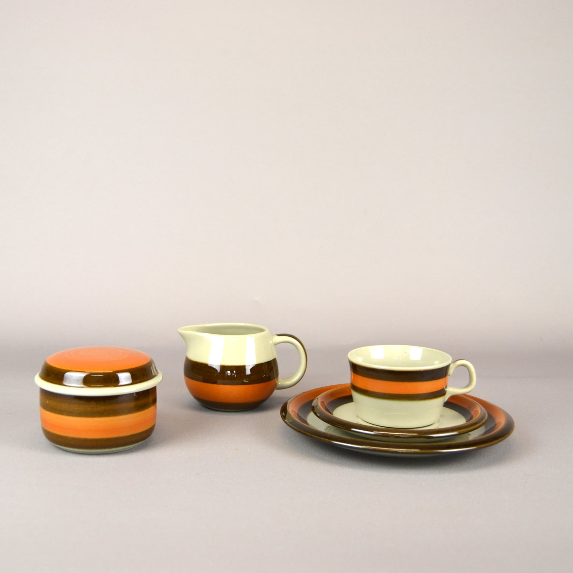 Coffee set Annika, glazed ivory ceramic, by M. Westman, Rörstrand, Sweden, 1970s. - 811