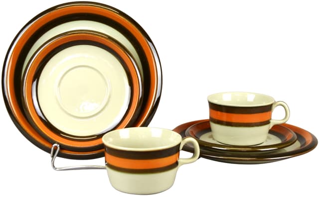 Coffee set Annika, glazed ivory ceramic, by M. Westman, Rörstrand, Sweden, 1970s. - DIMENSION