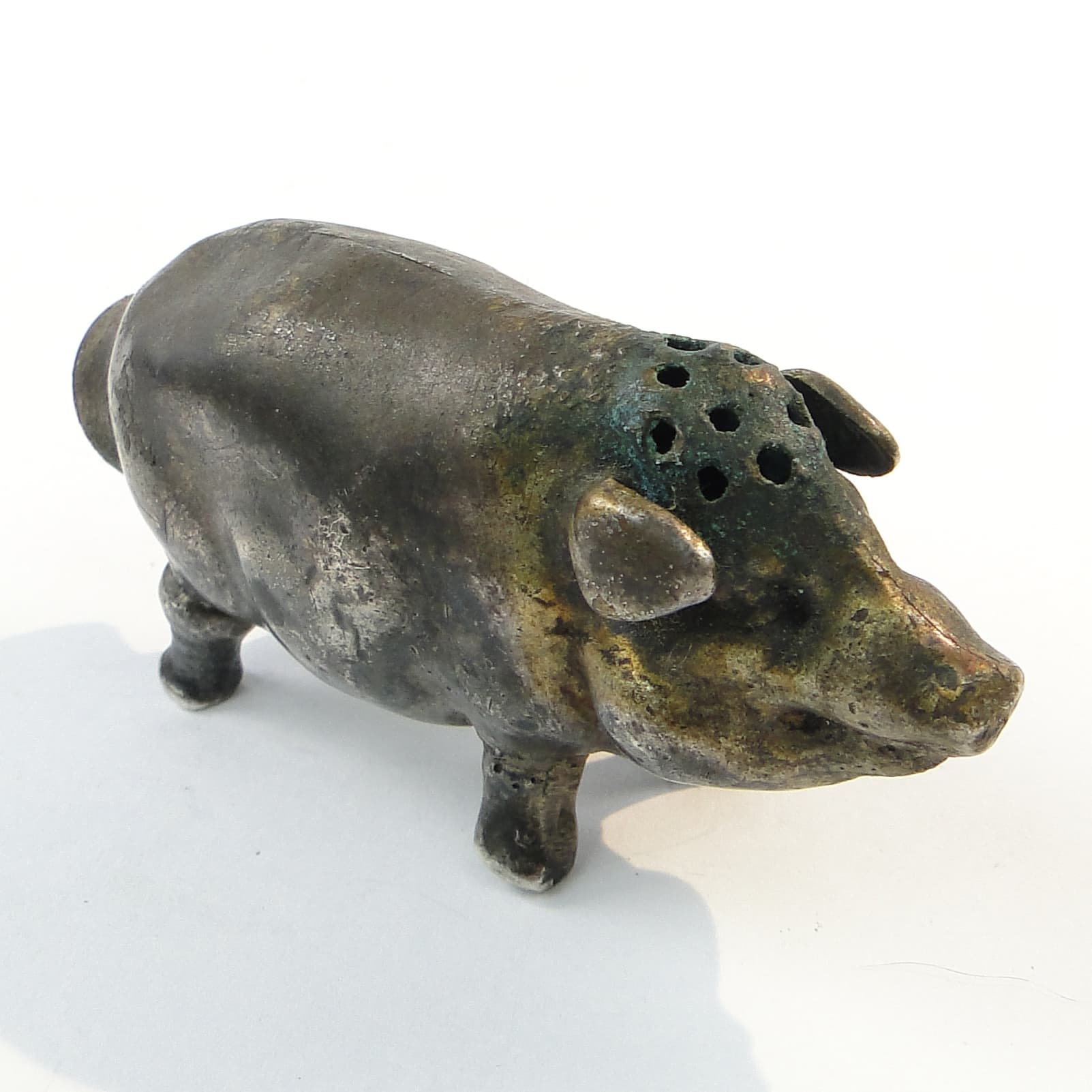 Solniczka figuralna, mosiądz srebrzony, Niemcy, XIX w. - 100939