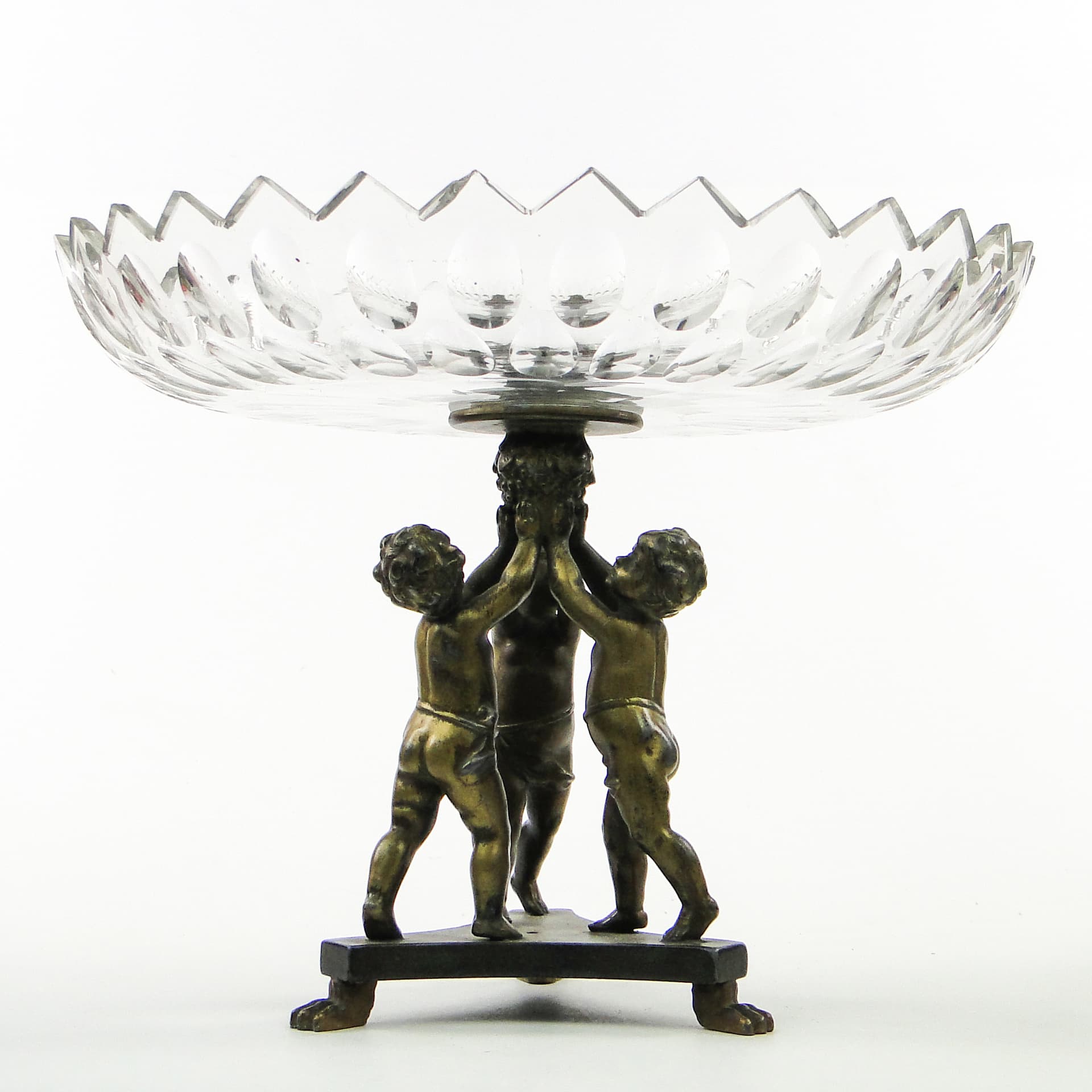 Art Deco figural centerpiece, glass, brass, Poland, 1930s. - 100971