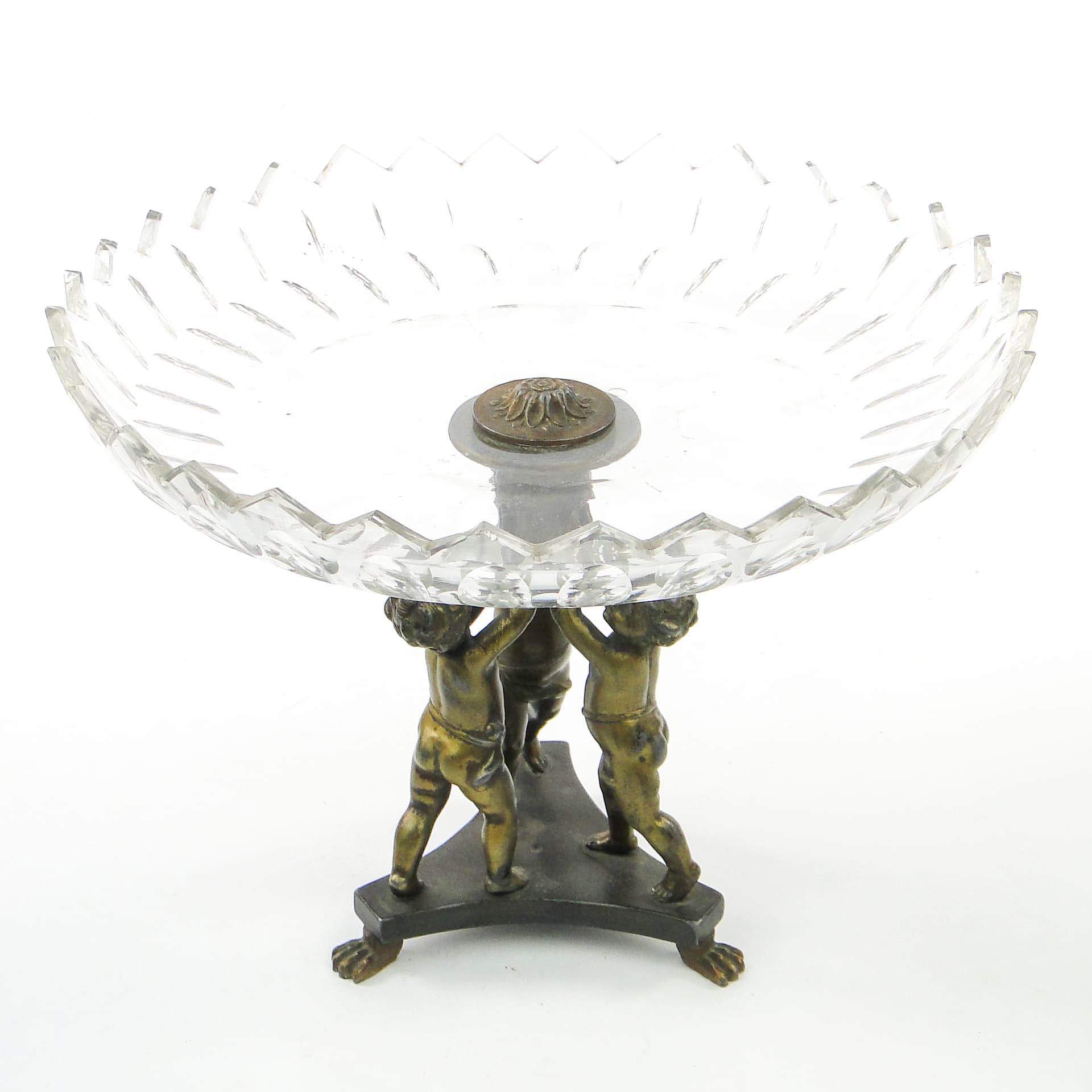 Art Deco figural centerpiece, glass, brass, Poland, 1930s. - 100966