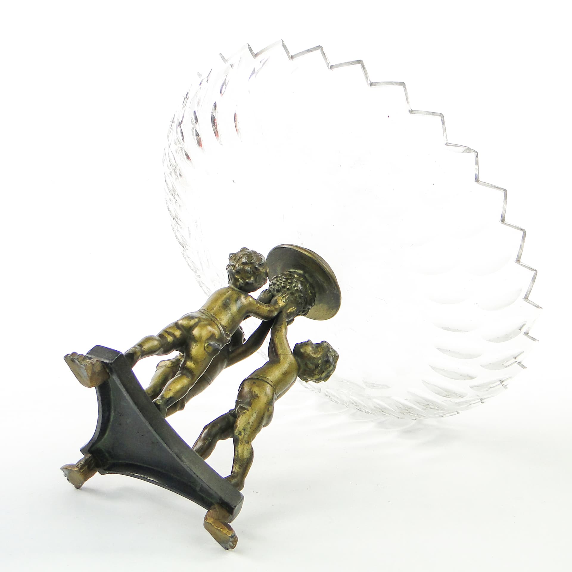 Art Deco figural centerpiece, glass, brass, Poland, 1930s. - 100970