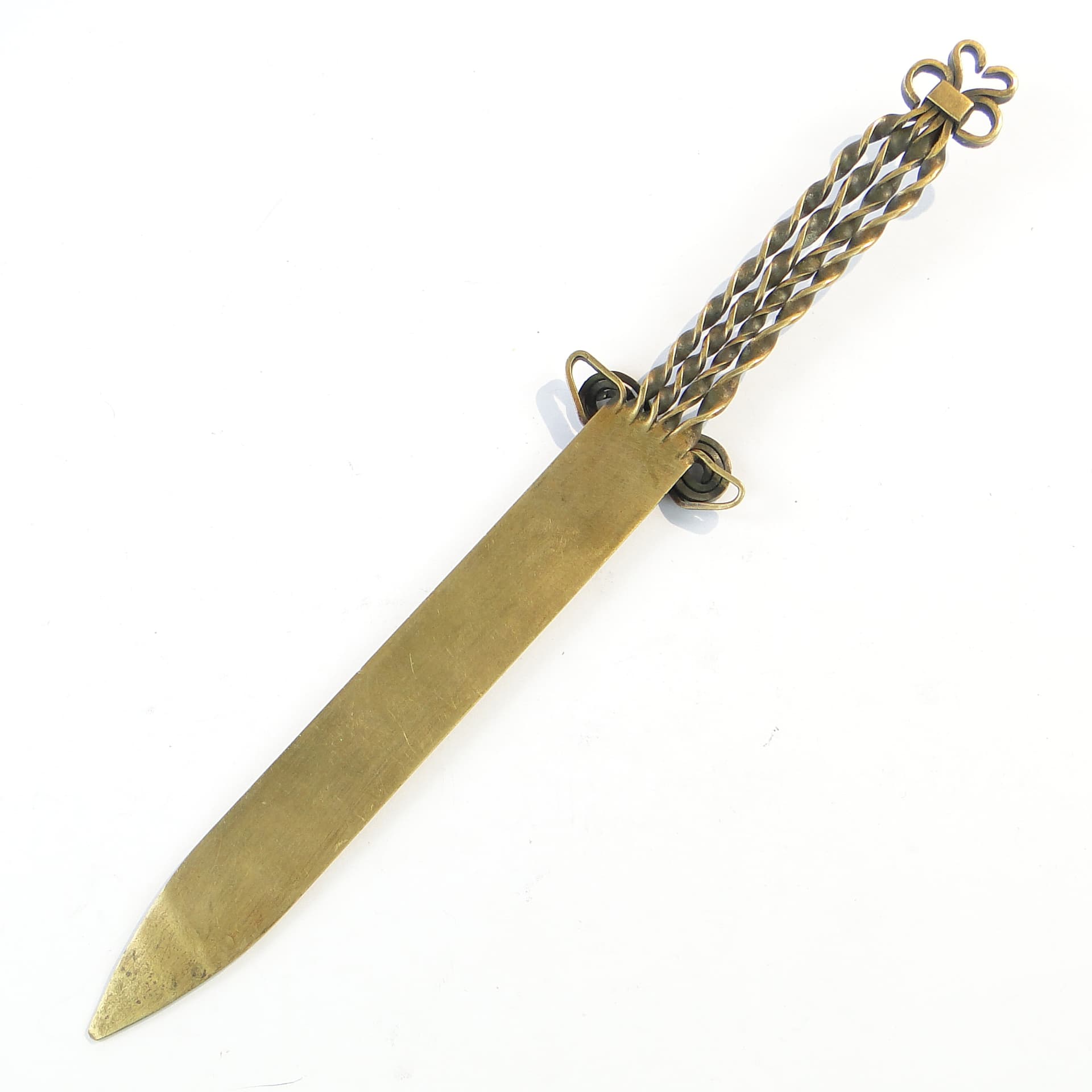 Nóż do listów, postmodernistyczny, mosiądz, Polska, lata 70. - 101049