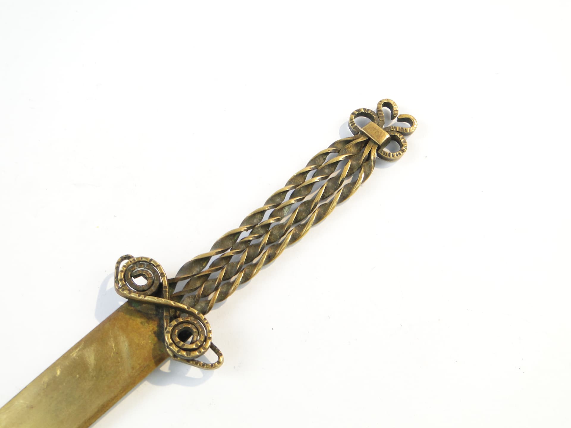 Nóż do listów, postmodernistyczny, mosiądz, Polska, lata 70. - 101047