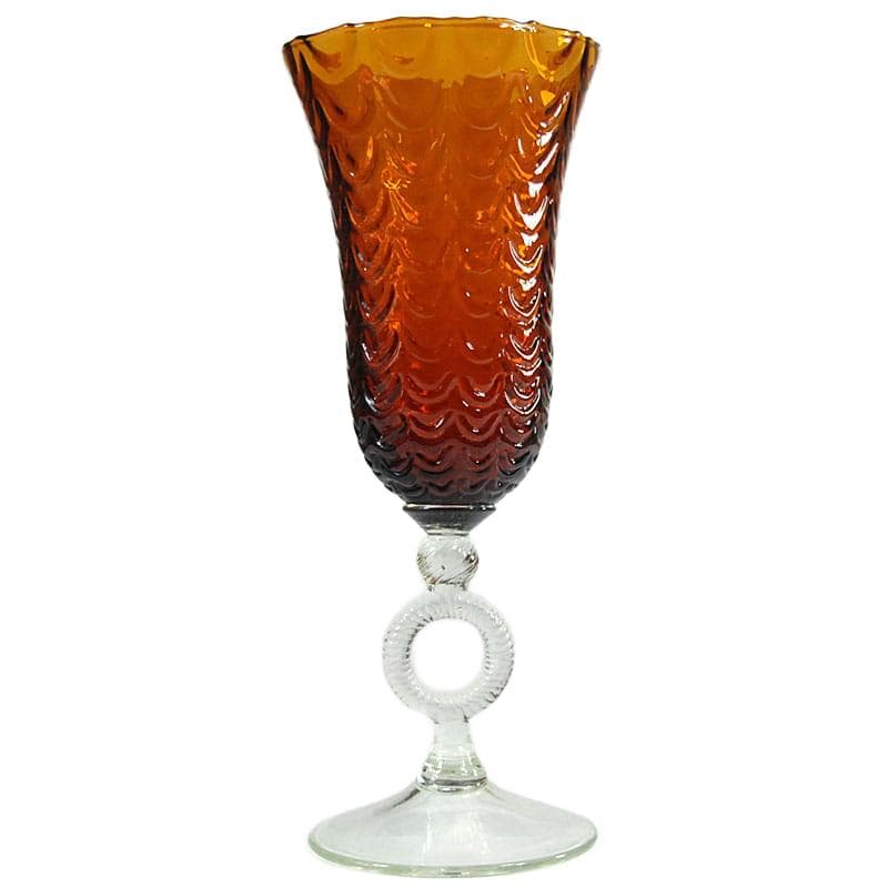 Bursztynowy wazon szklany, Empoli, Włochy, lata 60. - 7362