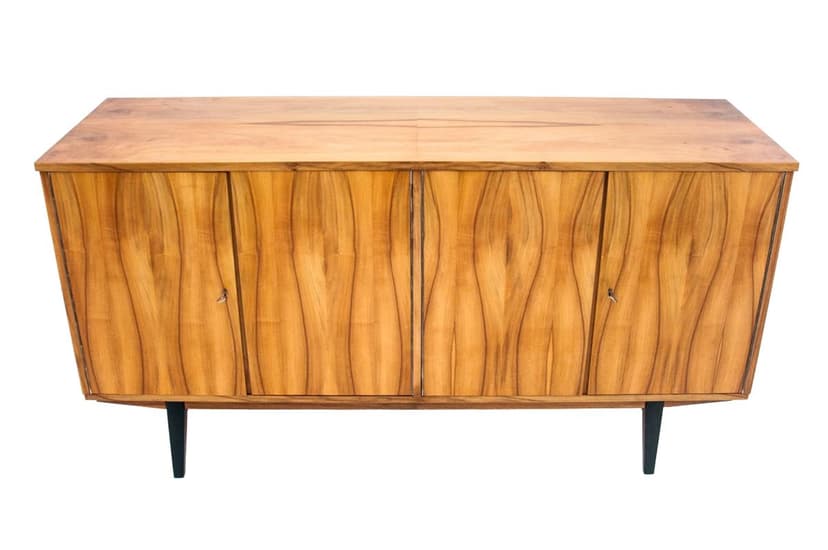 Jasny orzechowy komoda, Polski design, Polska, lata 70.