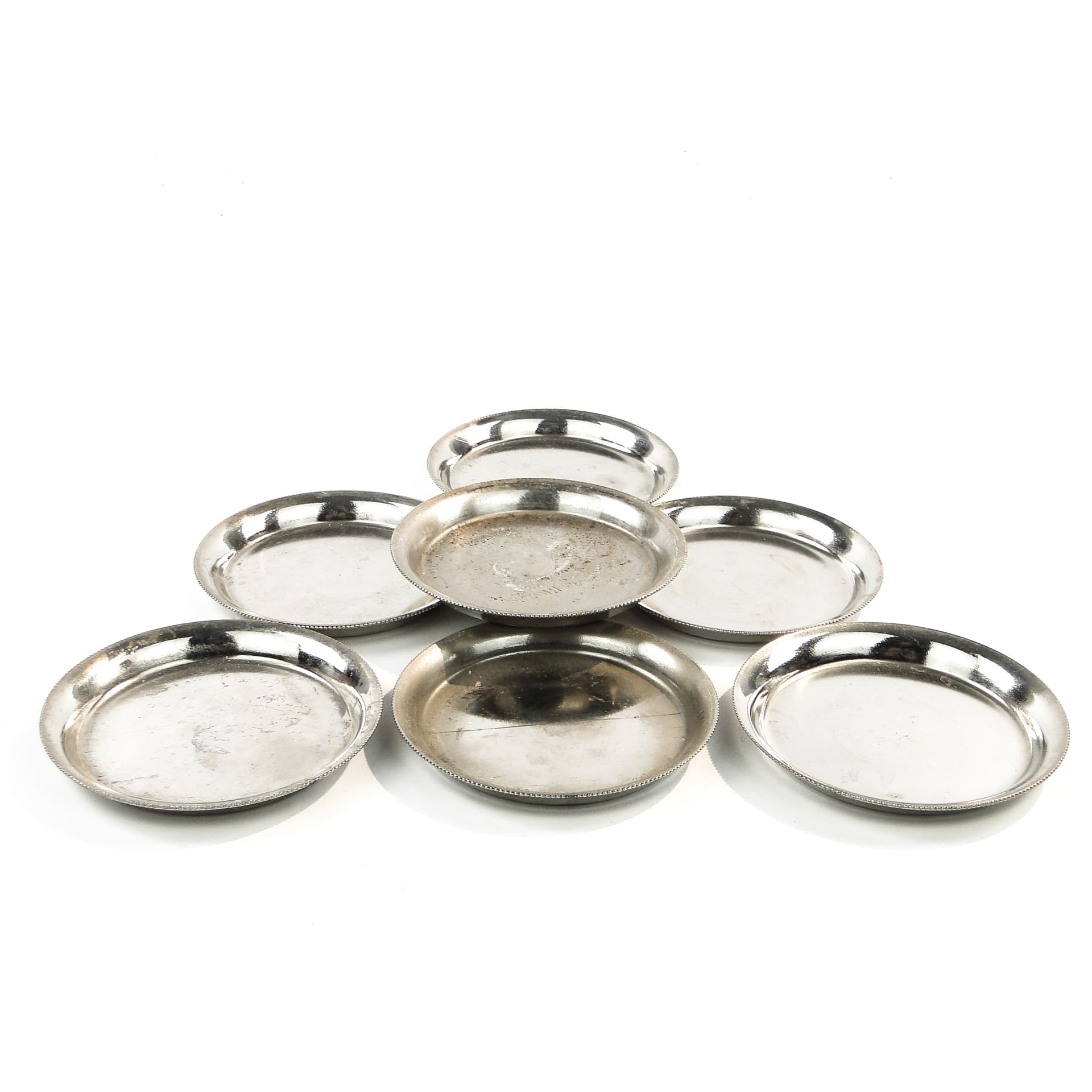 Komplet podstawek pod kieliszki Art Deco, mosiądz srebrzony, Niemcy, lata 50. - 101265