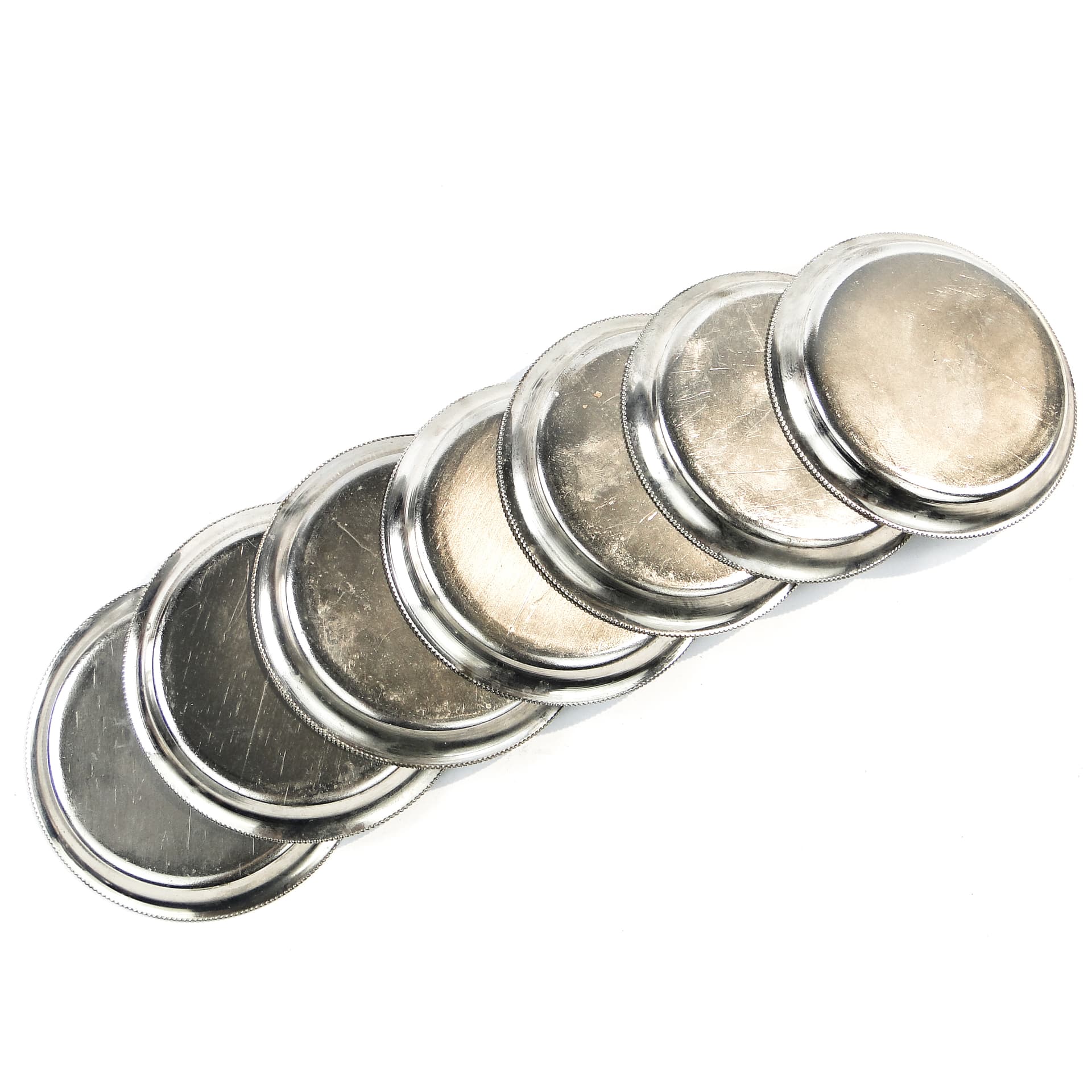 Komplet podstawek pod kieliszki Art Deco, mosiądz srebrzony, Niemcy, lata 50. - 101267