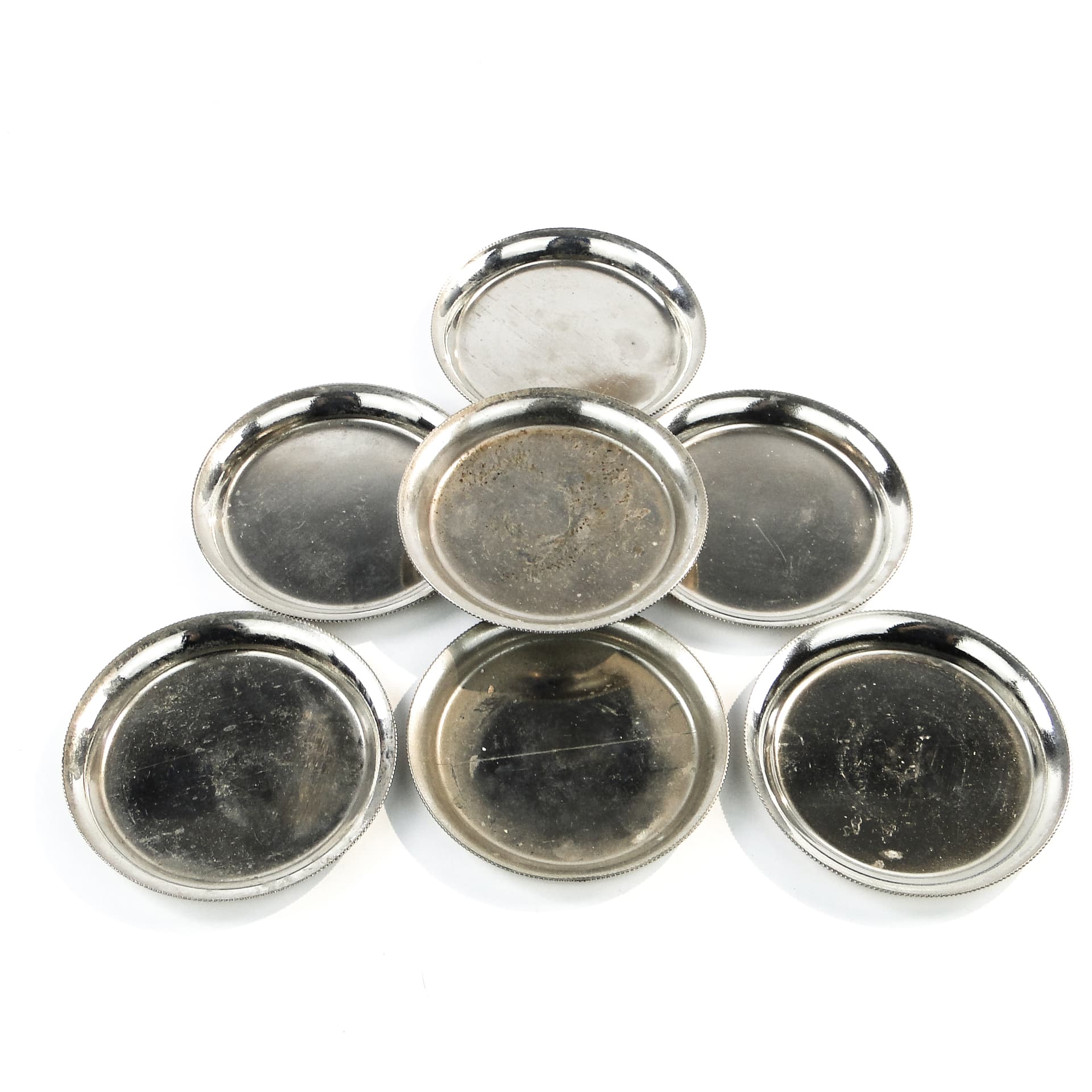 Komplet podstawek pod kieliszki Art Deco, mosiądz srebrzony, Niemcy, lata 50.