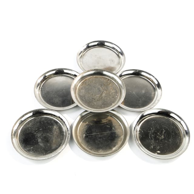 Komplet podstawek pod kieliszki Art Deco, mosiądz srebrzony, Niemcy, lata 50. - WYMIARY