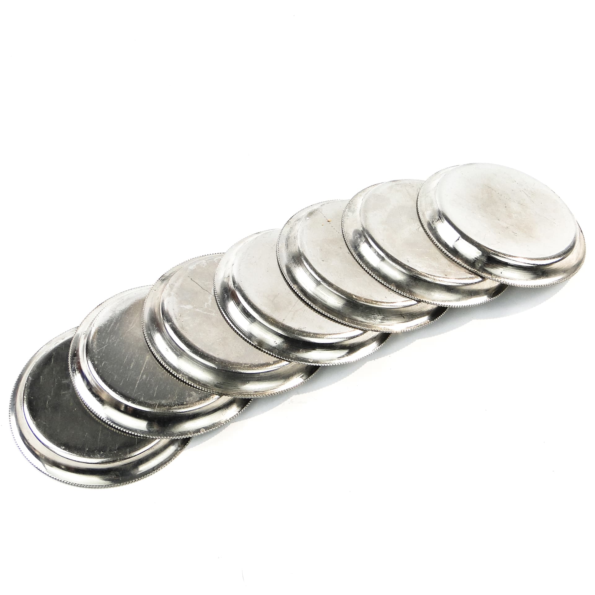 Komplet podstawek pod kieliszki Art Deco, mosiądz srebrzony, Niemcy, lata 50. - 101264