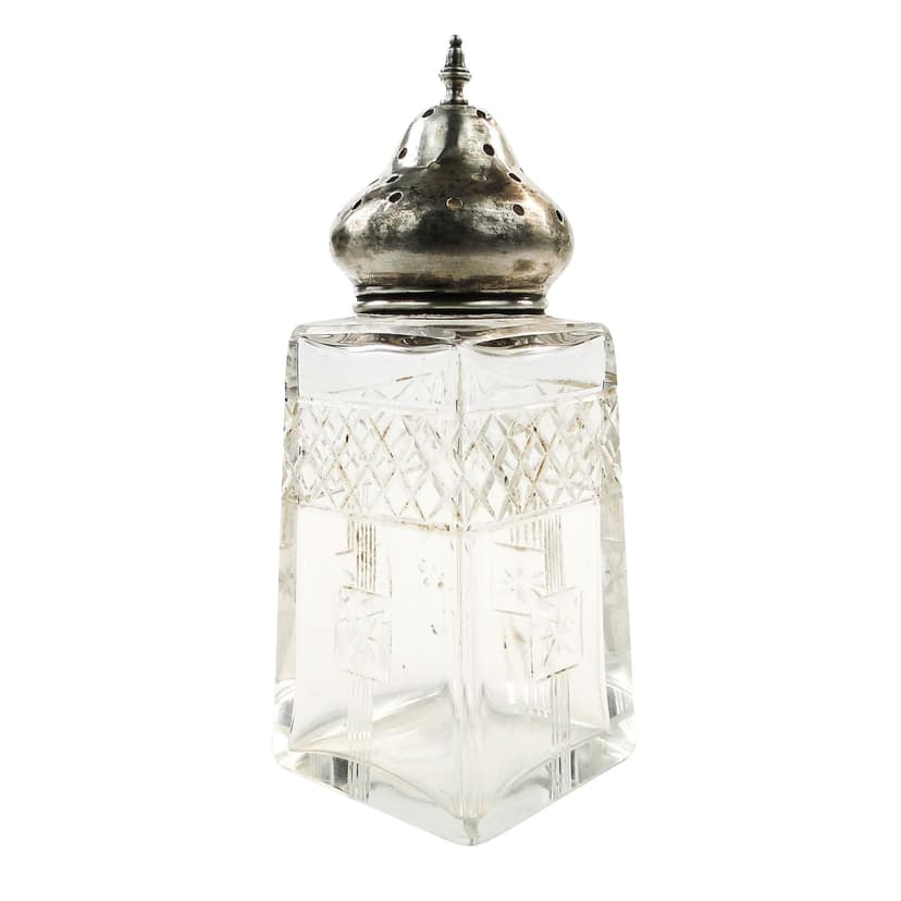 Cukiernica art déco, kryształ, srebro, Wielka Brytania, początek XX w.