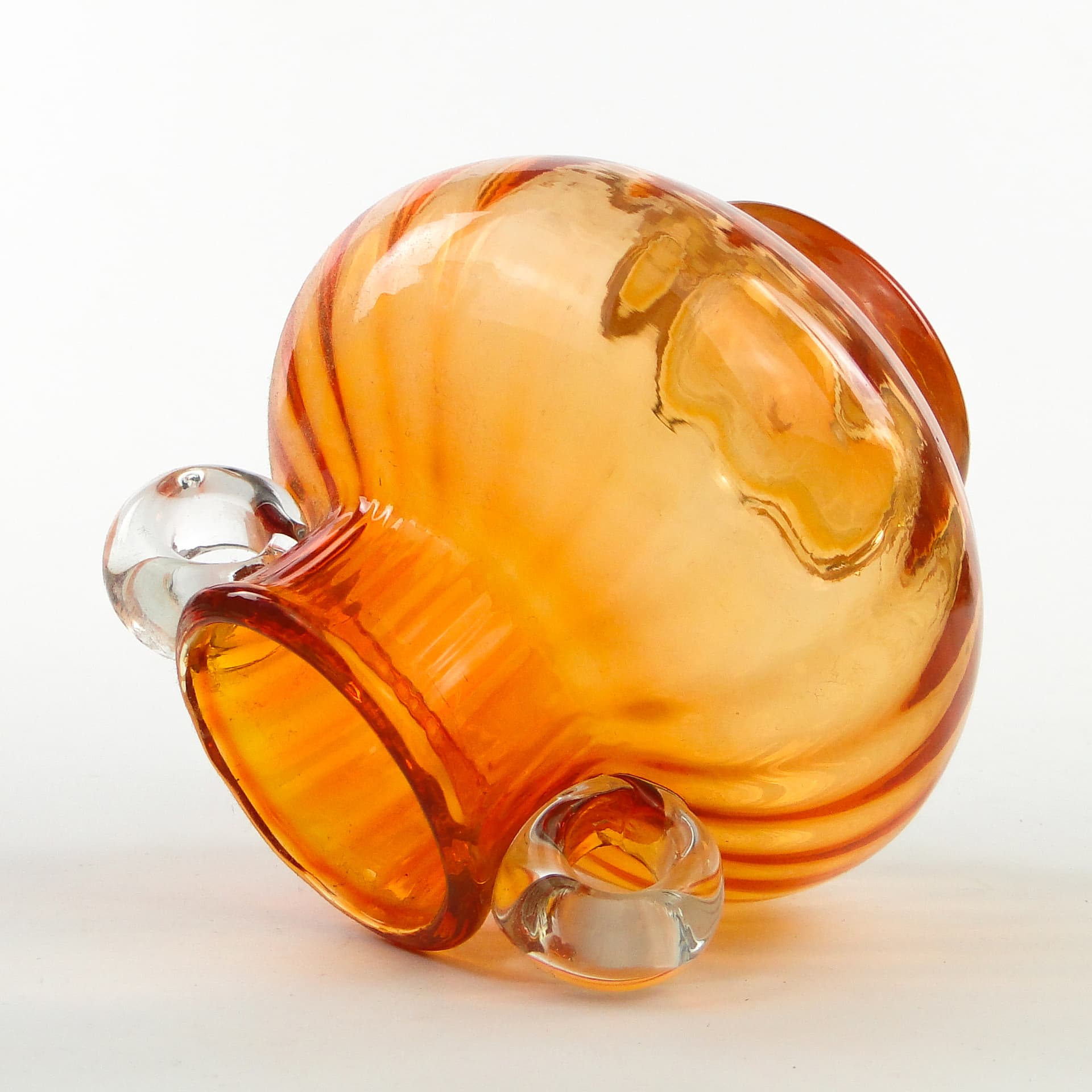 Wazon mid-century modern, szkło pomarańczowe, Polska, lata 70. - 101851