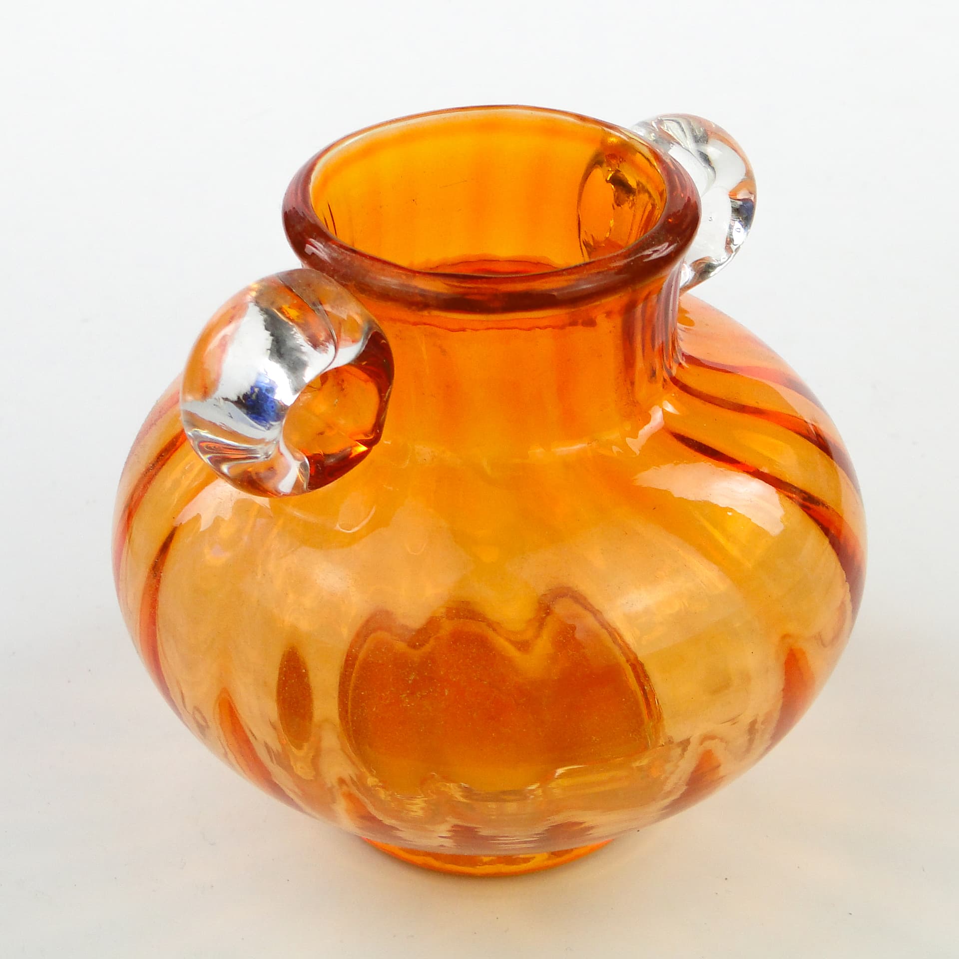 Wazon mid-century modern, szkło pomarańczowe, Polska, lata 70. - 101854