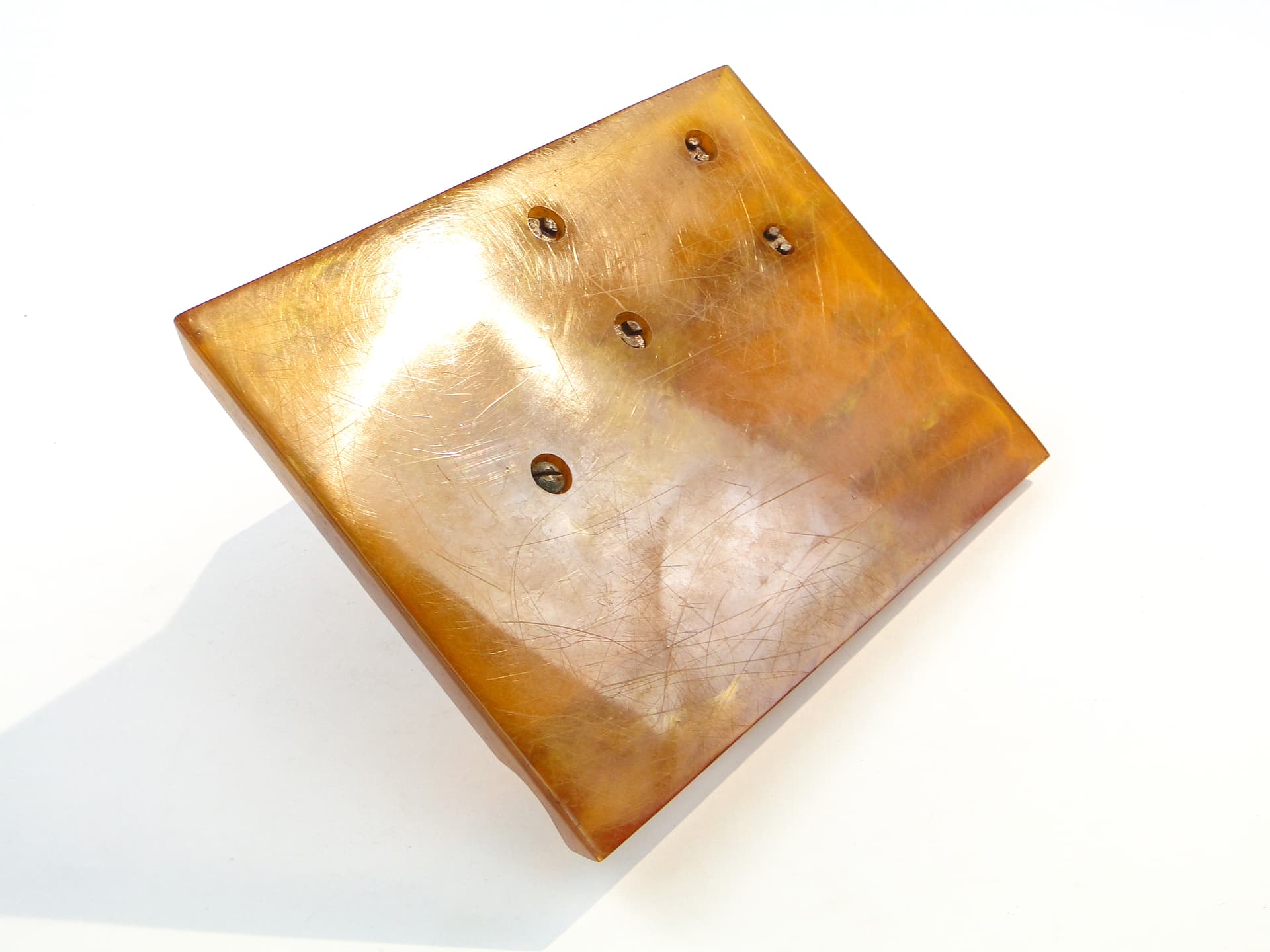 Ekrytuar mid-century modern, bakelit pomarańczowy, Polska, lata 50. - 101875