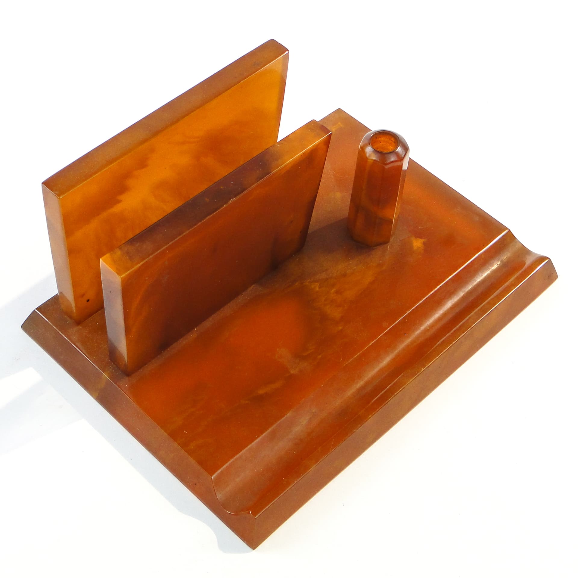Ekrytuar mid-century modern, bakelit pomarańczowy, Polska, lata 50. - 101870
