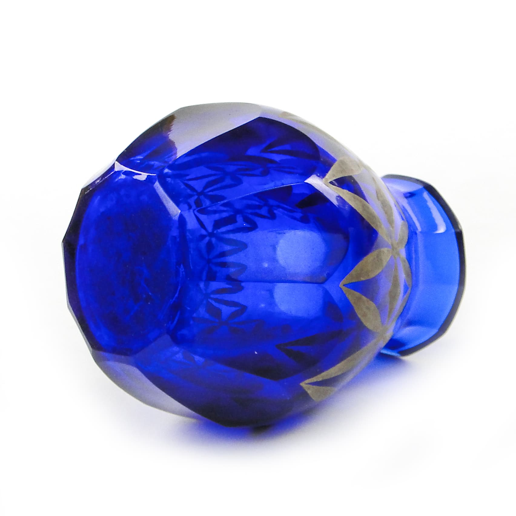 Wazon Art Déco, kryształ niebieski, Polska, lata 30. - 101935