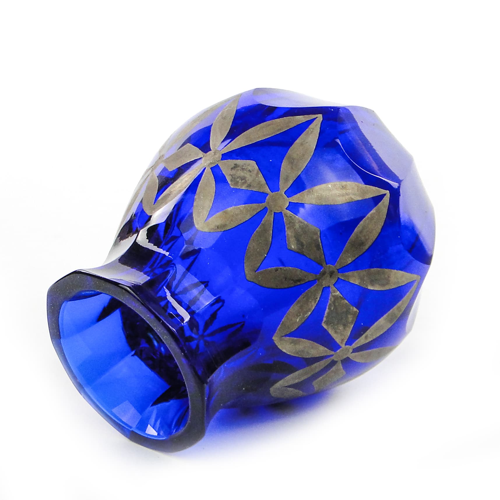 Wazon Art Déco, kryształ niebieski, Polska, lata 30. - 101934