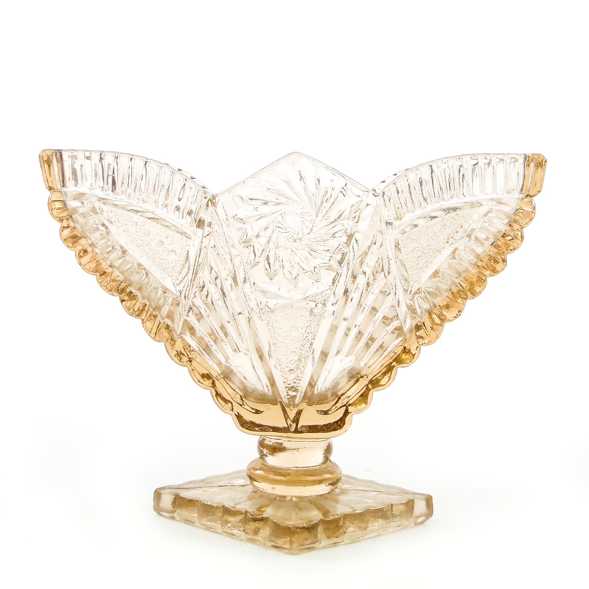 Serwetnik Art Deco, szkło prasowane, Polska, lata 50. - 101989